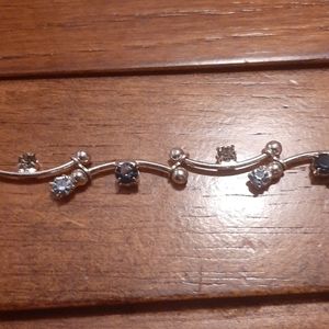 Blue and silver cristal with sterling silver chain